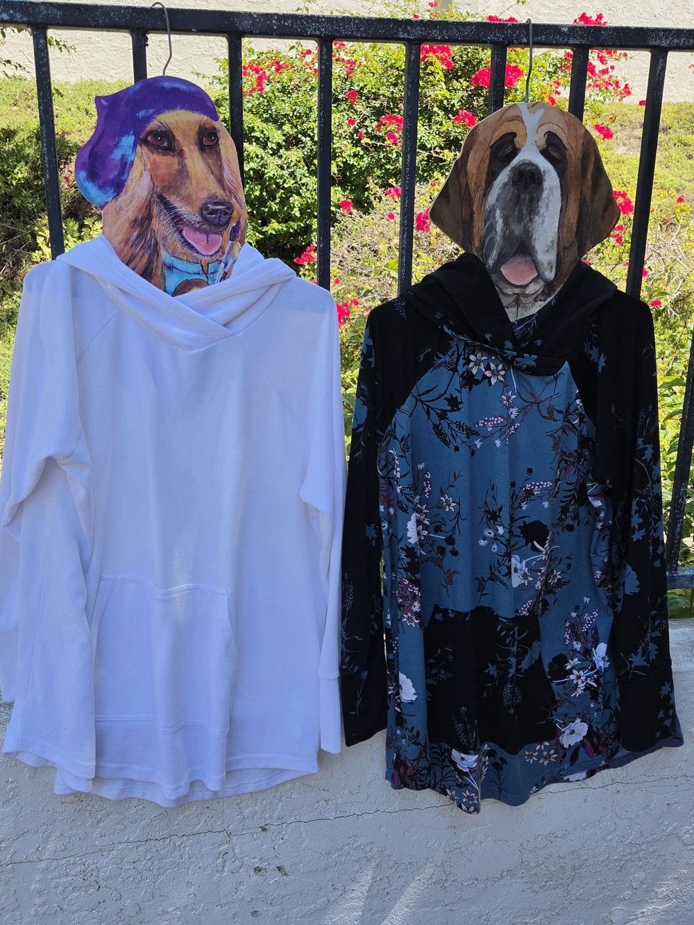 LuLaRoe White Hoodie & Teal Floral Hooded Top